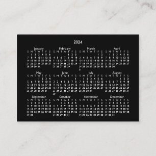 2024 Mini POCKET Calendar SUNDAY Start BLACK Business Card