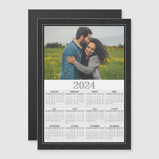 2024 Minimal Photo Full Year Magnetic Calendar (Front/Back)