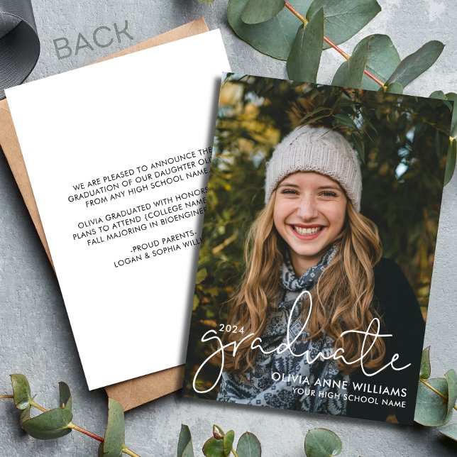 2024 Minimalist Overlay High School Graduate Photo Announcement (Creator Uploaded)