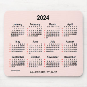 2024 Misty Rose 52 Weeks Calendar by Janz Mouse Pad