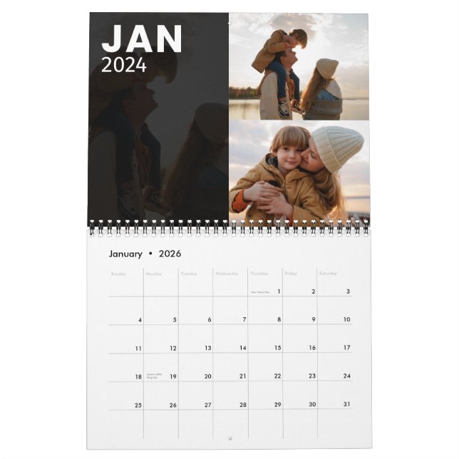 2024 Modern Grey Family Photo Calendar (Jan 2026)