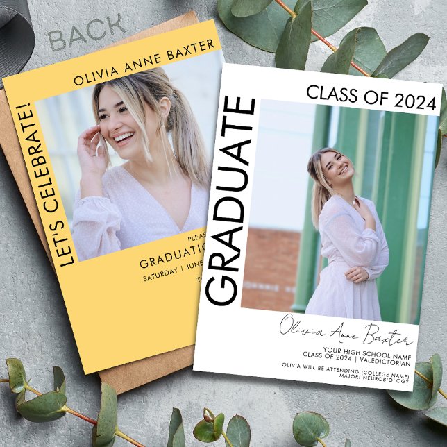 2024 Modern Minimal Photo Graduation Party Invitat Invitation (Creator Uploaded)