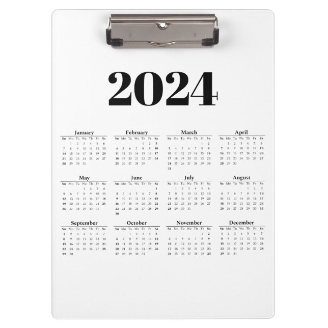 2024 Monthly Calendar | Any background  Clipboard (Front)
