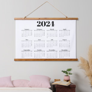 2024 Monthly Calendar Any background Hanging Tapestry
