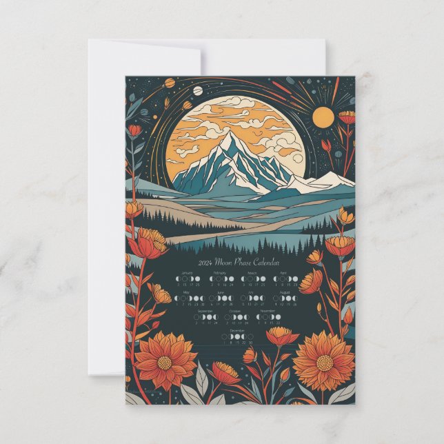 2024 Moon Cycle Lunar Calendar Southern Hemisphere Thank You Card (Front)