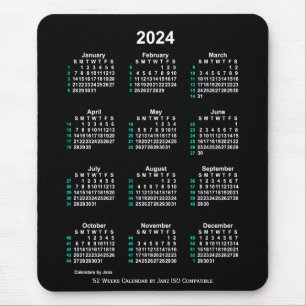 2024 Neon White 52 Weeks ISO Calendar by Janz Mouse Pad
