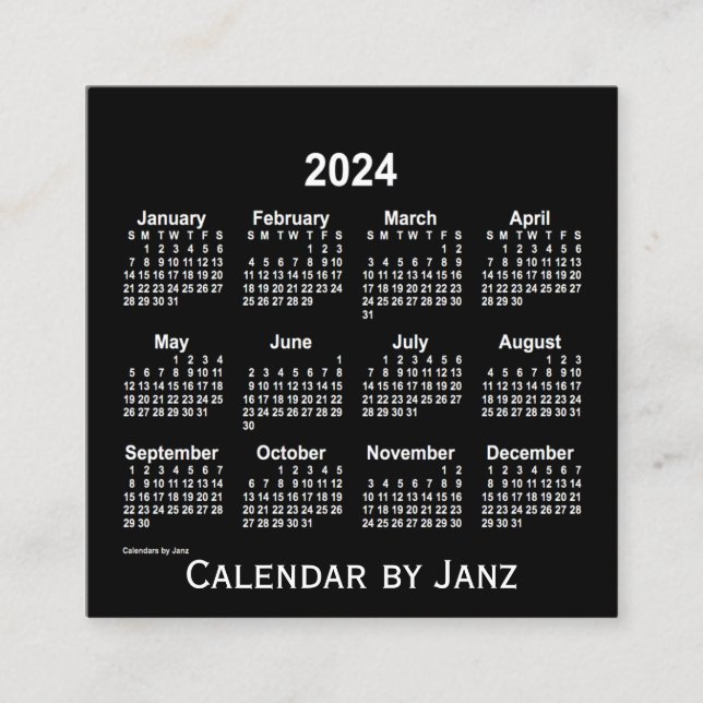 2024 Neon White Calendar by Janz Square Business Card (Front)