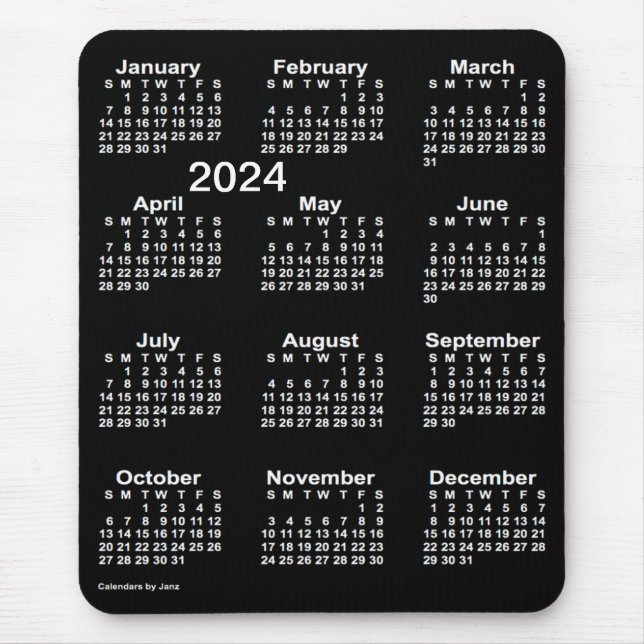 2024 Neon White Large Print Calendar by Janz Mouse Pad (Front)