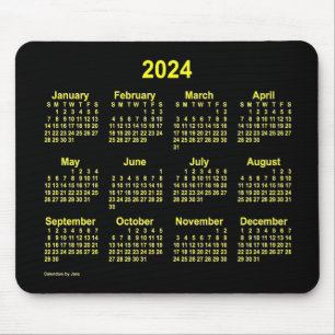 2024 Neon Yellow Calendar by Janz Mouse Pad