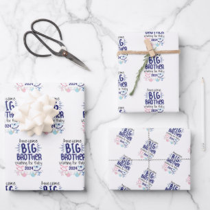 2024 New Big Brother Waiting for Baby Sibling Wrapping Paper Sheet