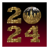 2024 New Year-Ball-NYC Gold & Red-
