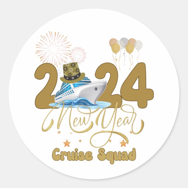 2024 New Year Cruise Squad NYE Party Travel Group  Classic Round Sticker (Front)