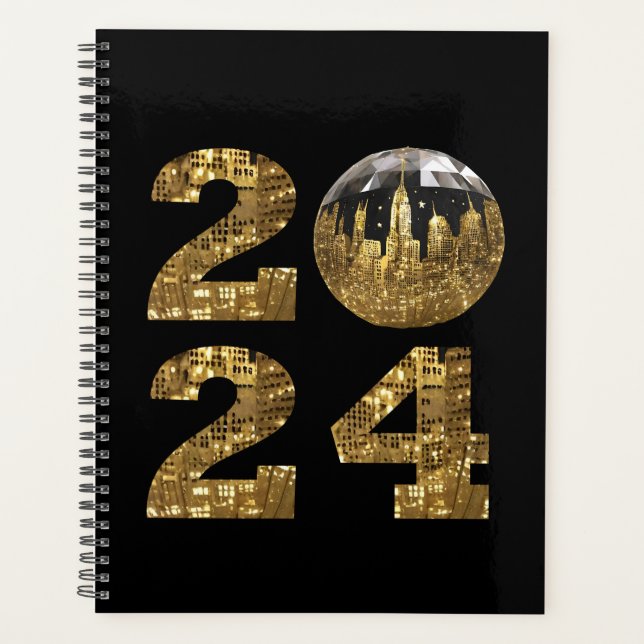 2024 New Year-Gold-Ball-NYC Gold- Planner (Front)