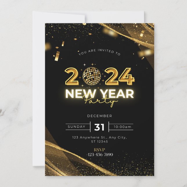 2024 New Year Party Invitation (Front)