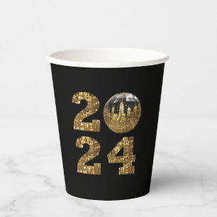 2024 New Year's Eve Party-Ball-NYC Gold- Paper Cups