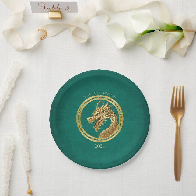 2024 New Year's Eve Party-Chinese New Years-Dragon Paper Plate (Wedding)