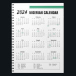 2024 Nigerian Calendar  Notebook<br><div class="desc">A notebook with Nigerian calendar on the cover. The calendar is for year 2024 and lists Nigerian holidays for you to easily refer to.</div>