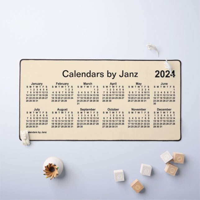 2024 Papaya Whip Large Print Calendar by Janz Desk Mat (Kids Table)