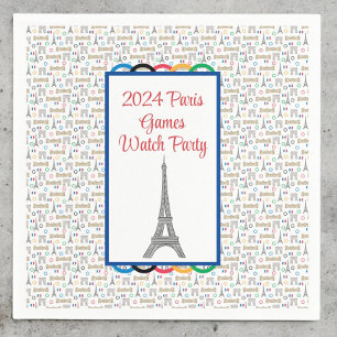 2024 Paris Games Summer Watch Party Rings Napkin