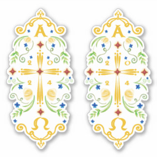 2024 Paschal Candle Blue Flowers Sticker