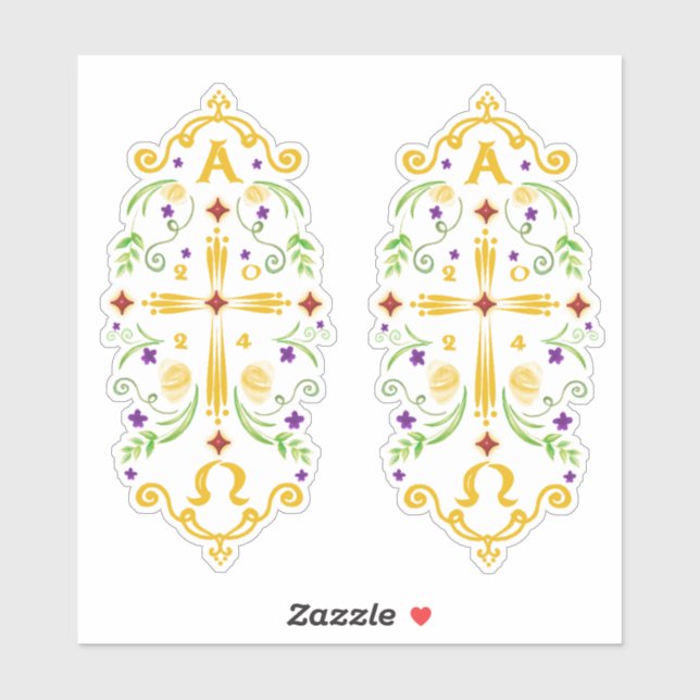 2024 Paschal Candle Purple Flowers Sticker (Sheet)