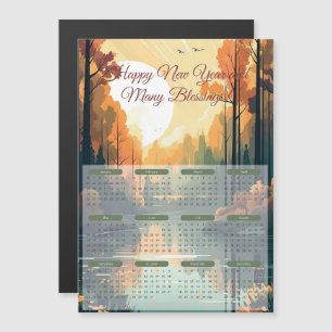 2024 Peaceful Lak Calendar Magnetic Card