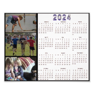 2024 Personalised Family Photo Collage Calendar Print