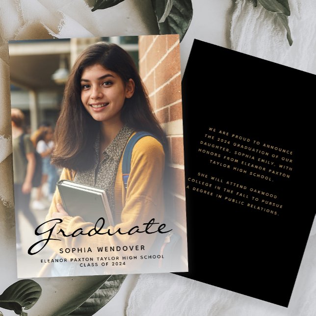 2024 Photo Black Gold Graduation Announcement (Creator Uploaded)