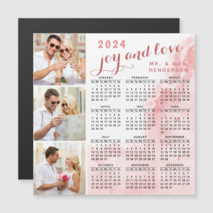 2024 Photo Calendar Fridge Magnet Blush Pink