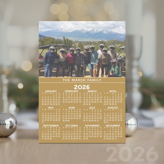 2024 Photo Calendar Year - Gold Holiday Card (2026 Calendar Card)