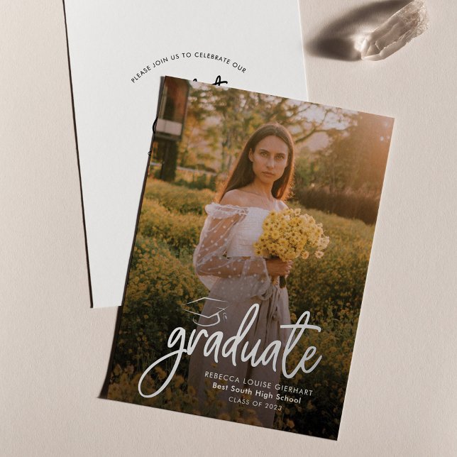  2024 Photo Graduation Silver Foil Announcement (Graduation 2024 Party Invitation Silver Foil Photo Card)