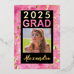2024 Pink Gold Watercolor Art Photo Graduation