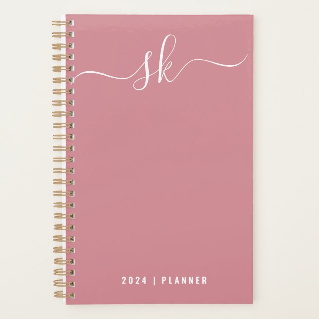 2024 Pink Weekly Monthly Non Dated Planner (Front)