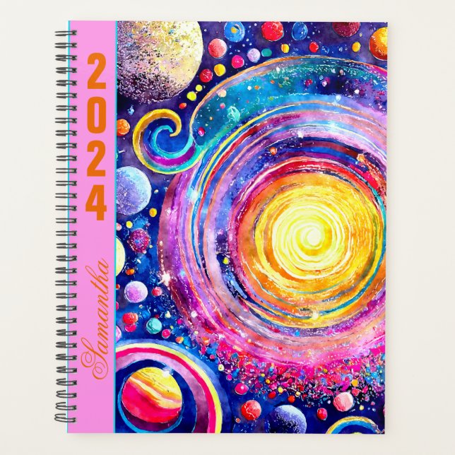 2024 PLANNER MODERN COLORFUL GALAXY PLANETS DESIGN (Front)
