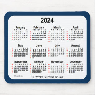 2024 Police Box Blue 52 Weeks Calendar by Janz Mouse Pad
