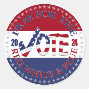 2024 Pray For The Red, White  Blue USA Check Mark Classic Round Sticker