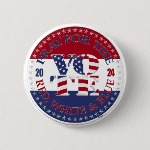 2024 Pray For The Red, White Blue USA Flag VOTE 6 Cm Round Badge