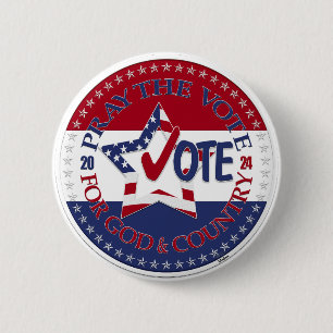 2024 Pray The Vote For God and Country Vote Star 6 Cm Round Badge