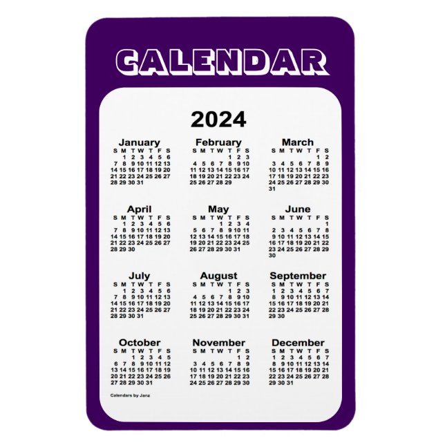 2024 Purple Calendar by Janz 4x6 Magnet (Vertical)
