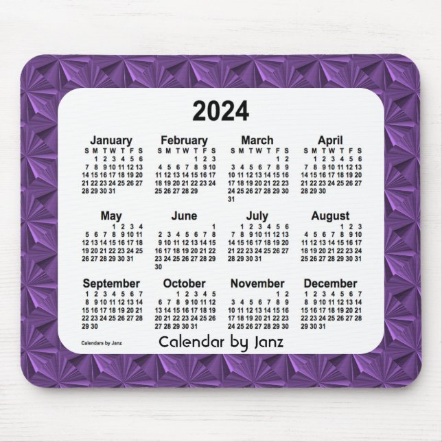 2024 Purple Diamonds Calendar by Janz Mouse Pad (Front)