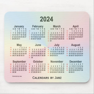 2024 Rainbow Cloud 52 Weeks Calendar by Janz Mouse Pad
