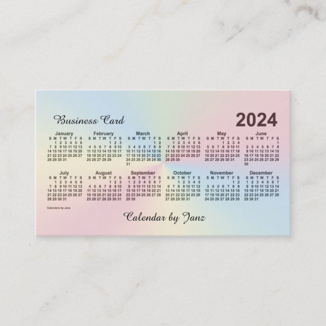 2024 Rainbow Cloud Calendar by Janz Business Card (Front)