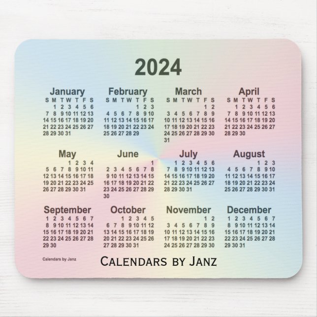 2024 Rainbow Cloud Calendar by Janz Mouse Pad (Front)