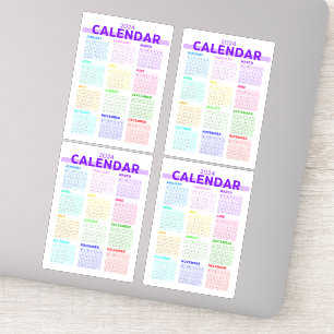2024 Rainbow Colourful Full Year Monthly Calendar
