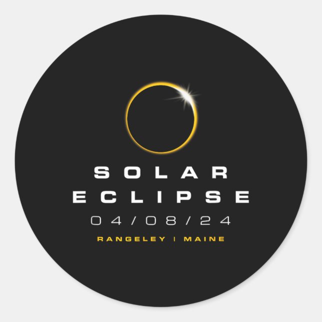 2024 Rangeley Maine Solar Eclipse Classic Round Sticker (Front)