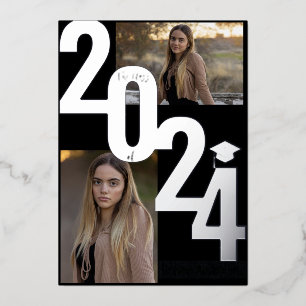 2024 Real Foil Silver Metallic Graduation Photo