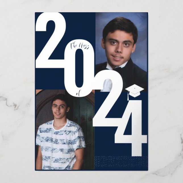 2024 Real Foil Silver Metallic Graduation Photo  (Front)