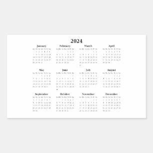 2024 Rectangular Monthly Calendar     Rectangular Sticker
