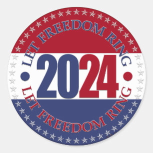 2024 Red and Blue Let Freedom Ring Classic Round Sticker