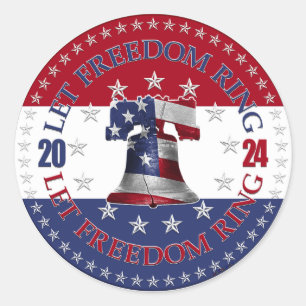 2024 Red and Blue Let Freedom Ring Liberty Bell Classic Round Sticker